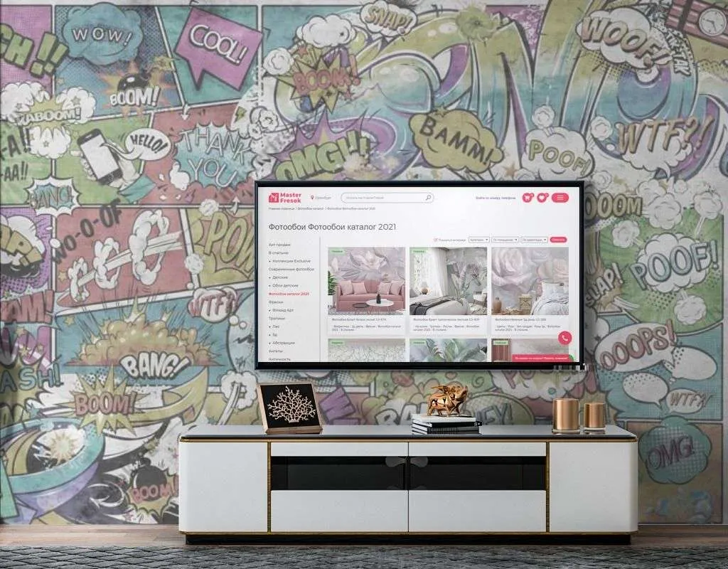 Фотообои в интерьере комиксы на стену  12-1369 фото