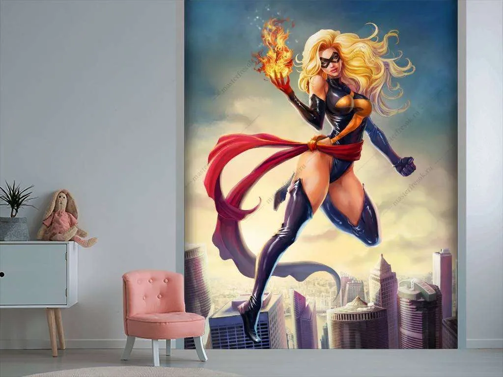Фотообои в интерьере мисс марвел  12-1081 фото