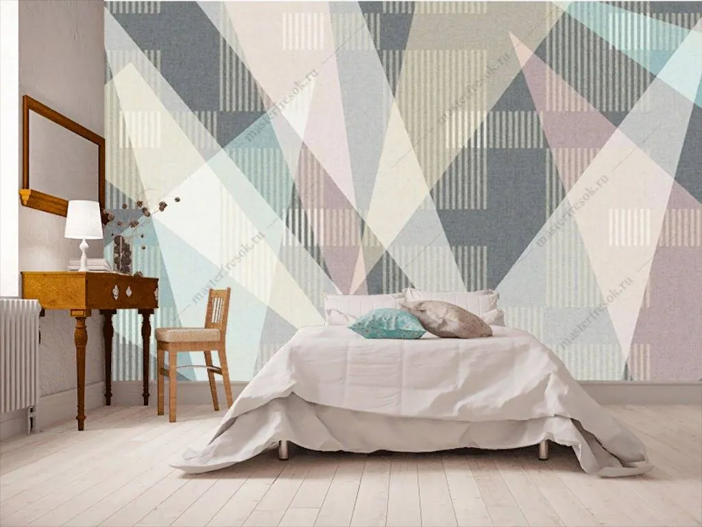Фотообои в интерьере большие треугольники  15-836 фото