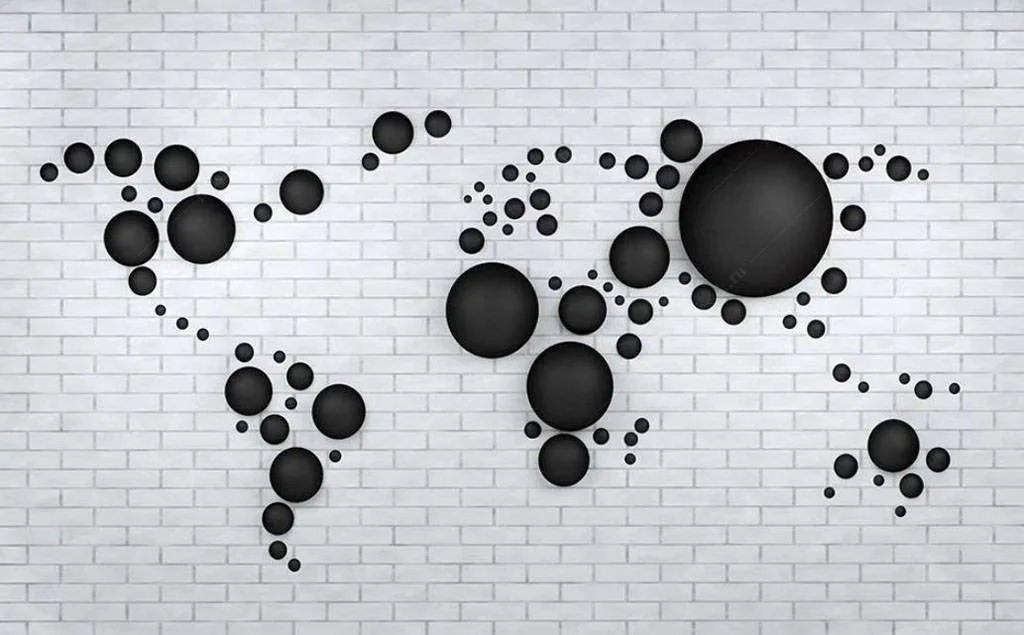 Фотообои в интерьере карта с шарами  15-603 фото