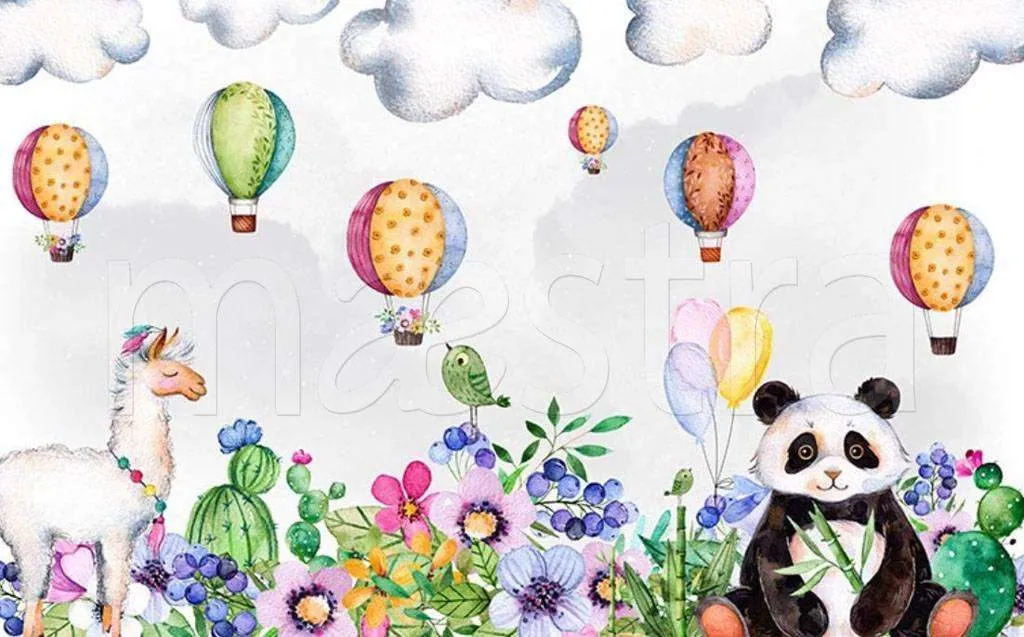 Фотообои в интерьере панда на лужайке  15-255 фото