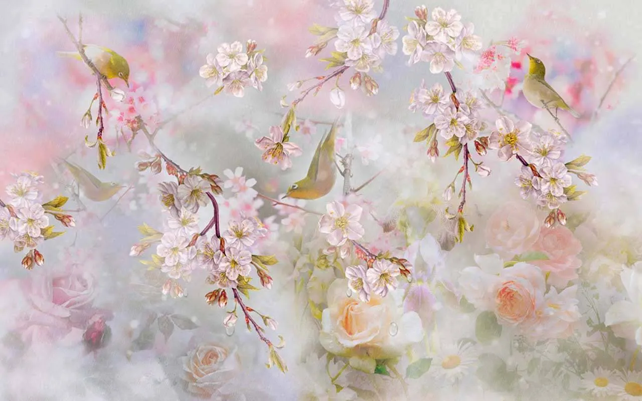 Фотообои в интерьере нежность весны  13-182 фото