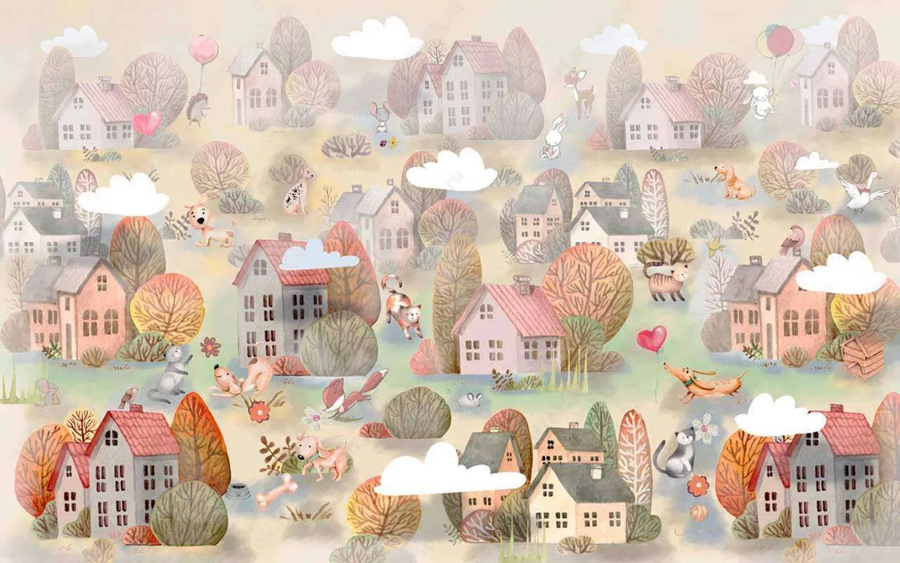 Фотообои в интерьере домики в детскую  13-211 фото
