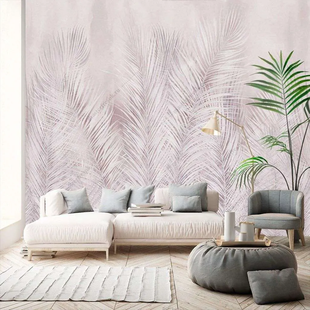 Фотообои в интерьере розовая ботаника  9-1317 фото