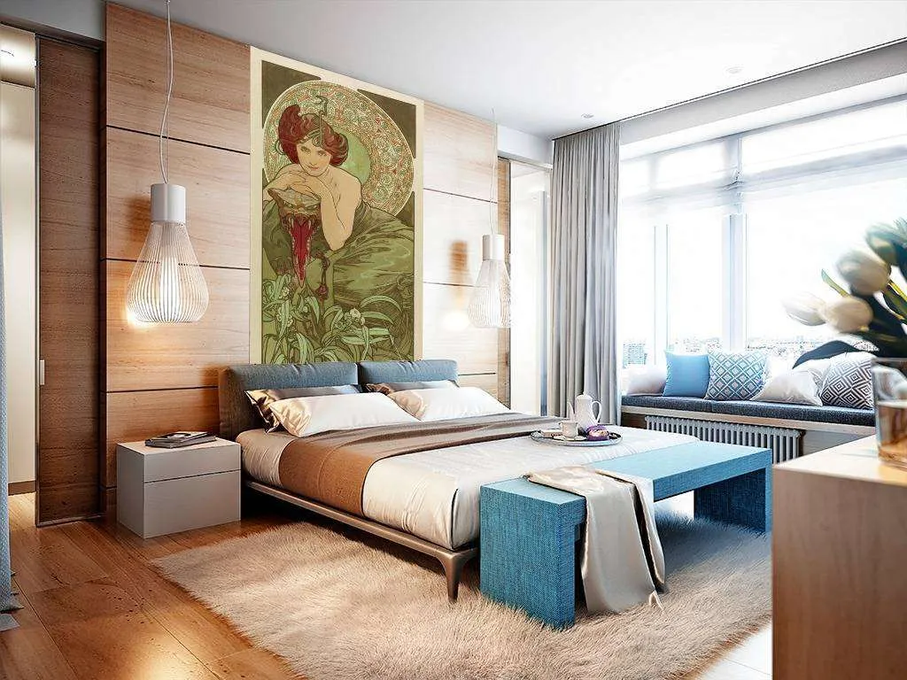 Фотообои в интерьере альфонс мариа муха – изумруд  8-190 фото