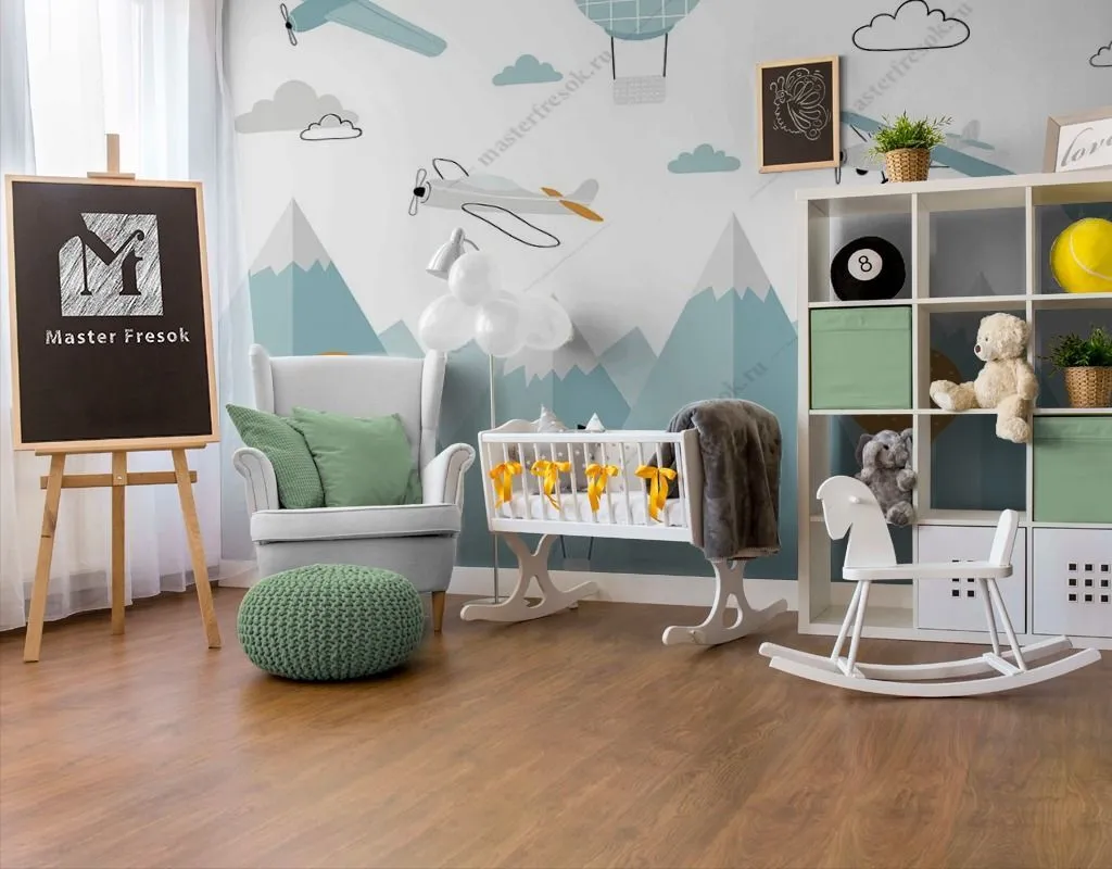 Фотообои Голубые холмы и самолеты  12-1425