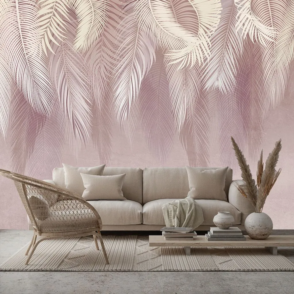 Фотообои в интерьере ветви пушистые пудровые  9-2112 фото