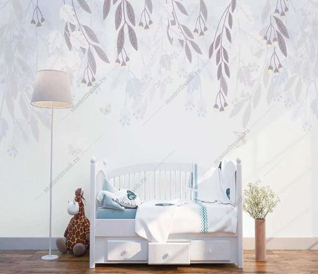 Фотообои в интерьере веточки акварель  16-178 фото