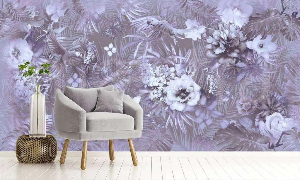 Фотообои Цветущий сад с попугаями 2  7-558