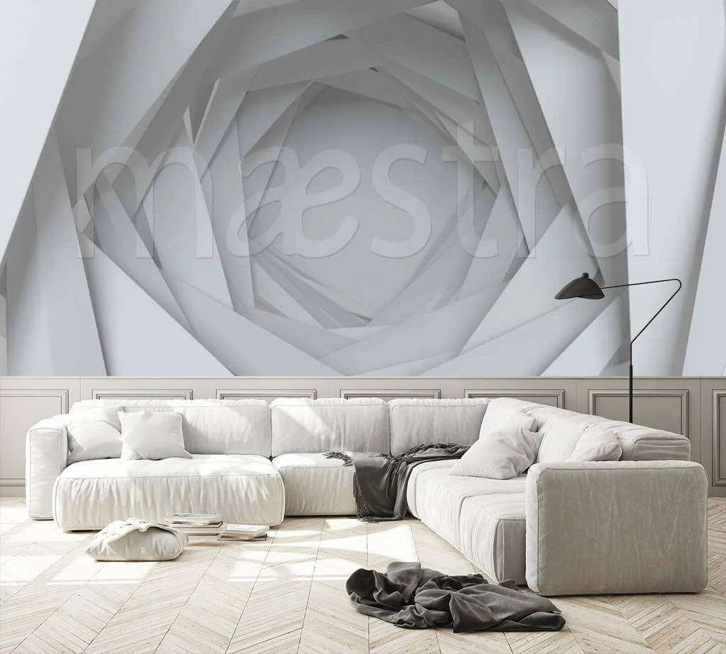 Фотообои в интерьере тоннель в серых тонах  10-435 фото