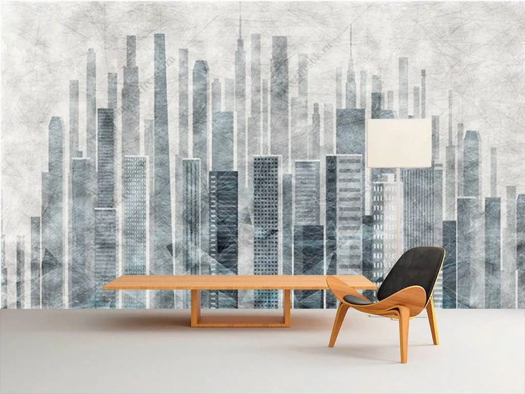 Фотообои в интерьере акварельный город  15-867 фото
