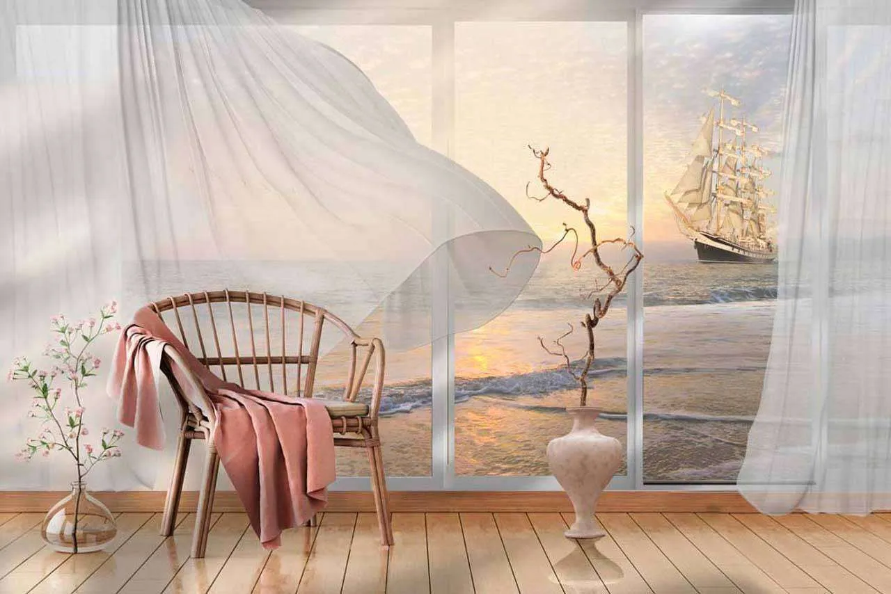 Фотообои в интерьере закат на террасе  7-348 фото