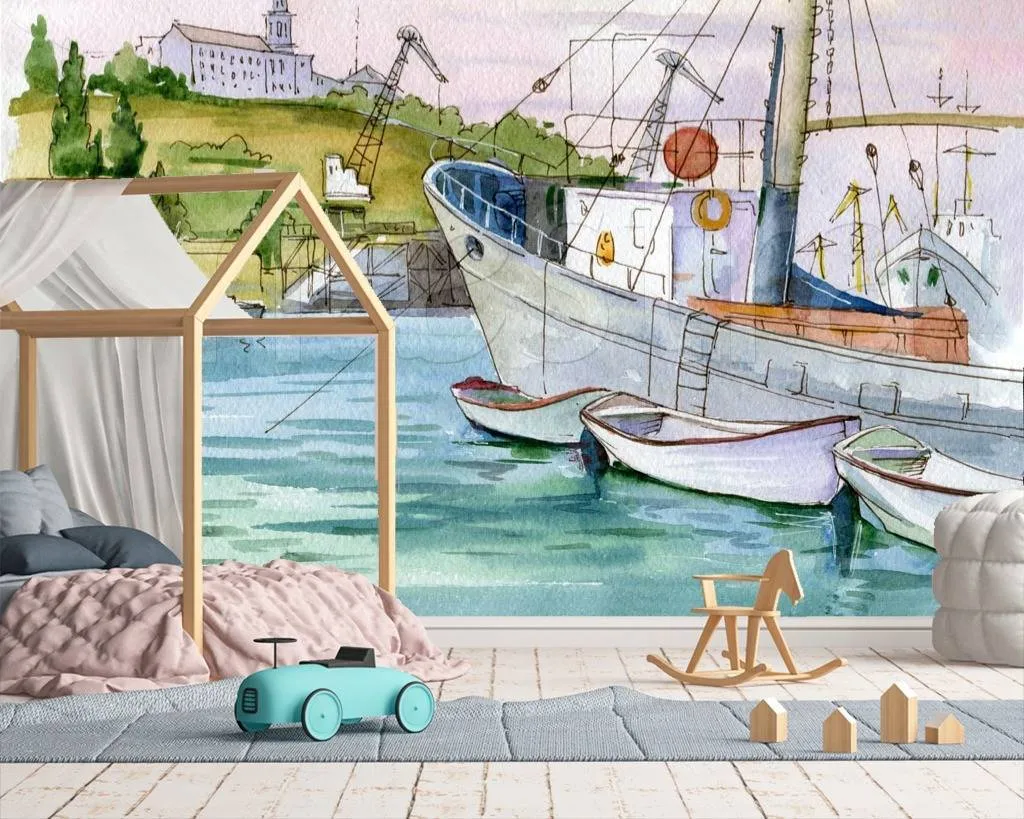 Фотообои Корабль подплывает к городу  12-355