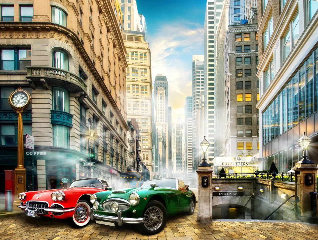 Фотообои в интерьере автомобили в городе  19-0107 фото