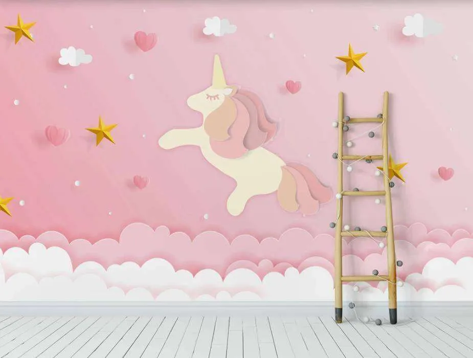 Фотообои в интерьере единорог 3д  15-355 фото