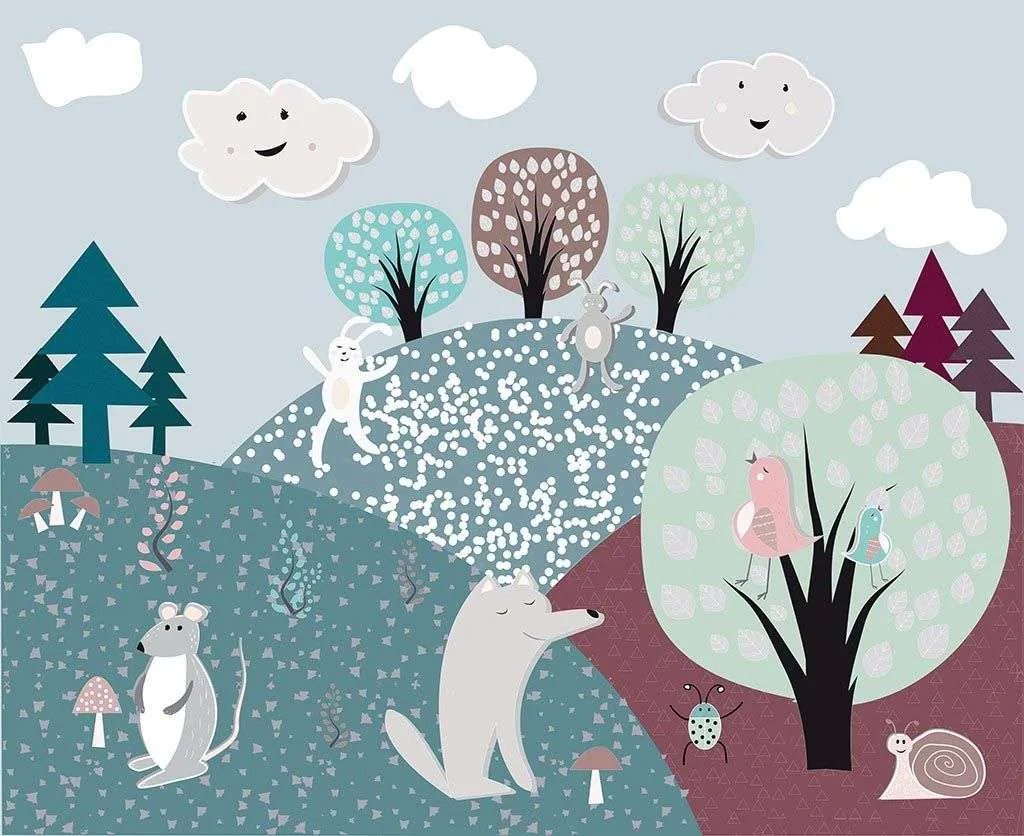 Фотообои в интерьере сказочный лес с животными  14-209 фото