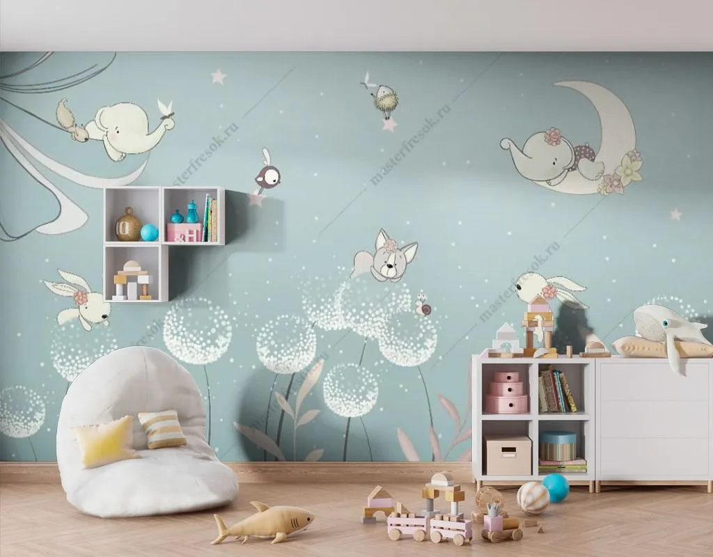 Фотообои Одуванчики на голубом фоне  14-531