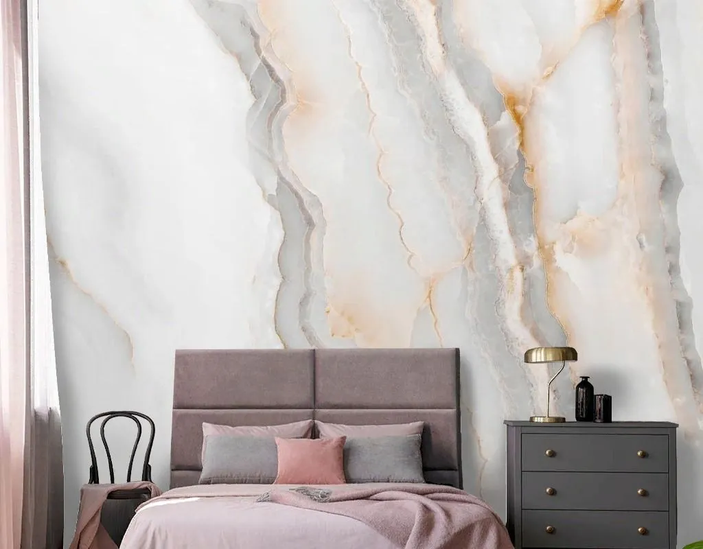 Фотообои в интерьере мрамор белый с золотом  9-2065 фото