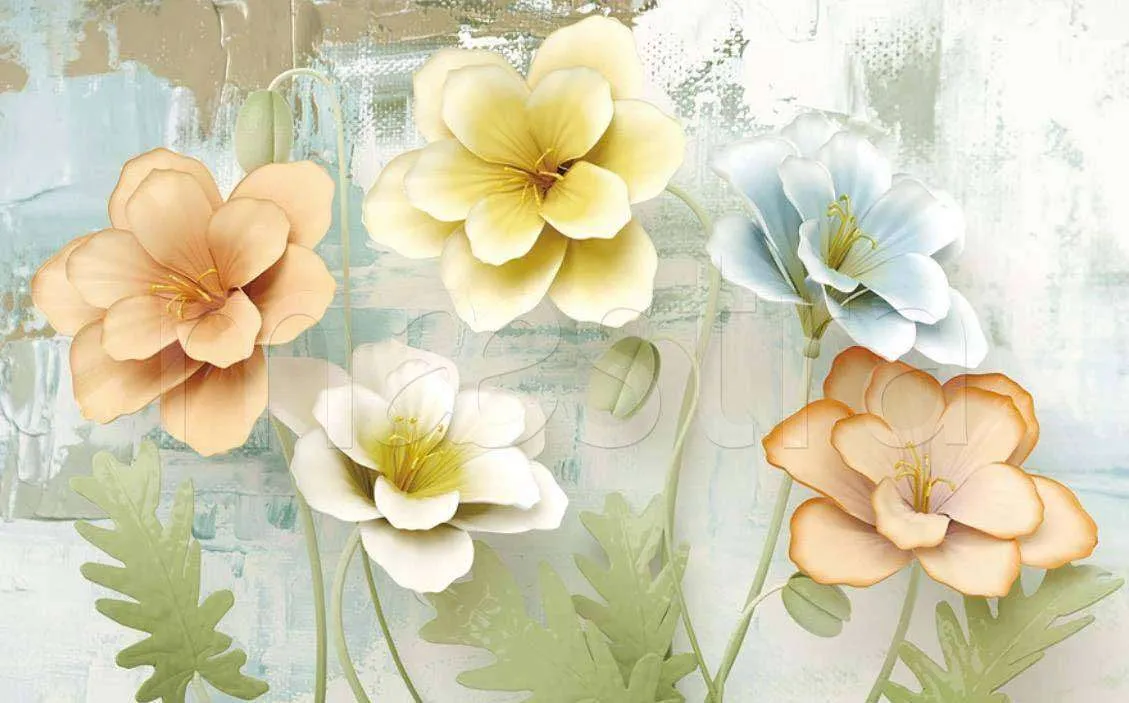 Фотообои в интерьере трехмерный рельефный цветок  15-013 фото