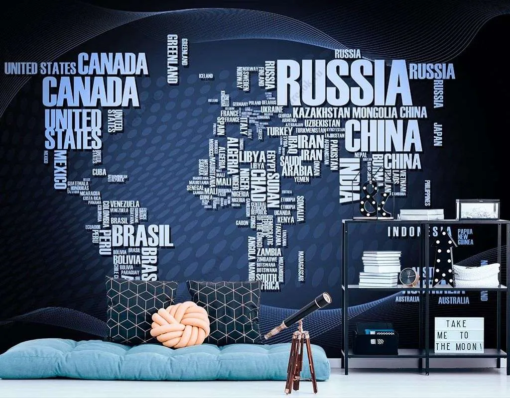 Фотообои в интерьере карта стран мира  12-1412 фото