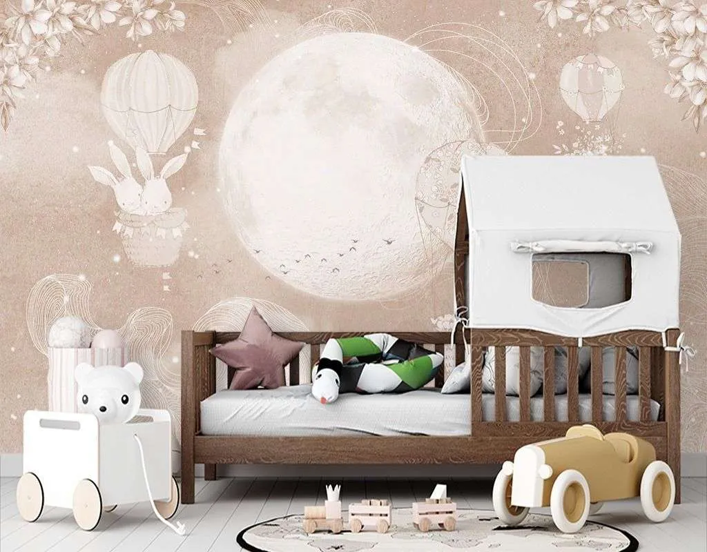 Фотообои в интерьере детские. зайка на шарике  12-1623 фото