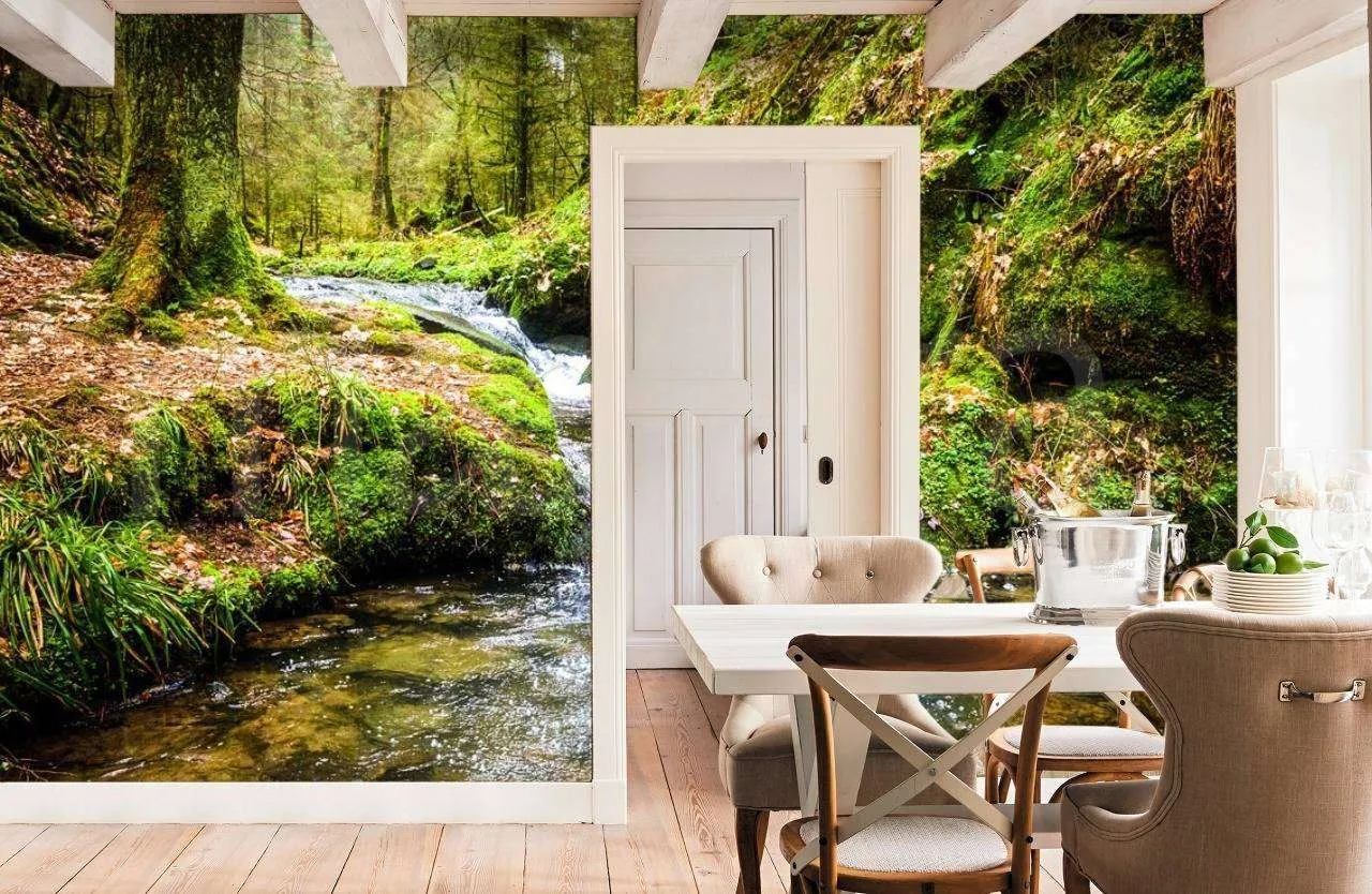 Фотообои в интерьере горный ручей  9-894 фото