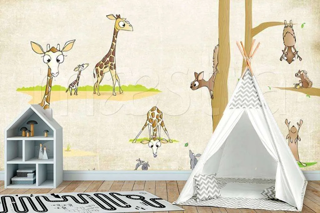 Фотообои в интерьере жирафы детские  15-135 фото