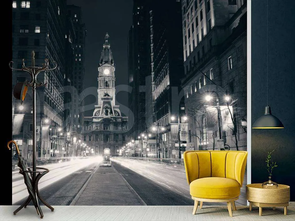 Фотообои Черно белая улица Нью Йорка  9-839