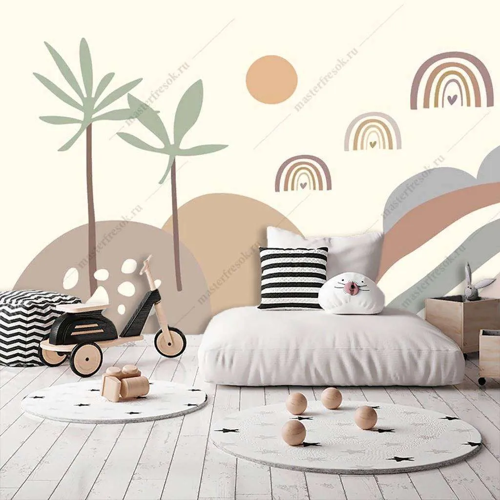 Фотообои в интерьере пальмы на холмах  14-119 фото