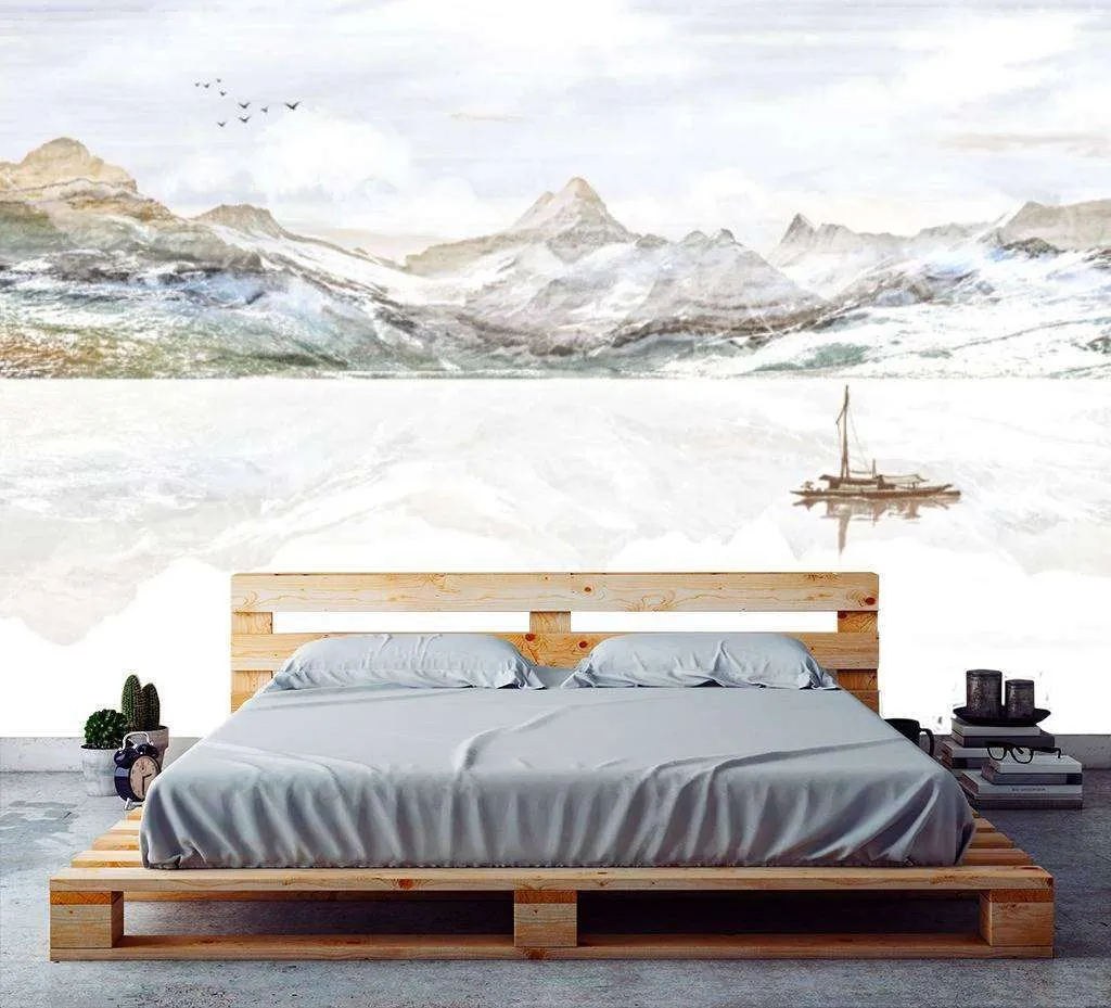 Фотообои в интерьере горы в отражении  15-664 фото