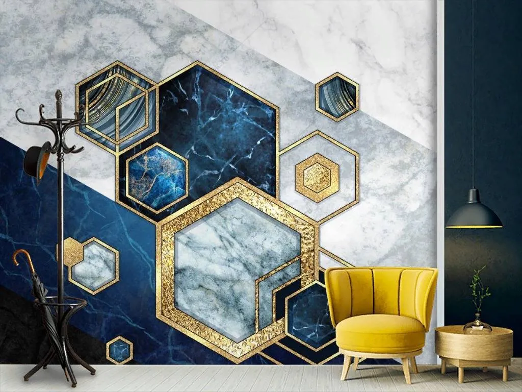 Фотообои в интерьере голубой мрамор фон арт деко  9-1102 фото