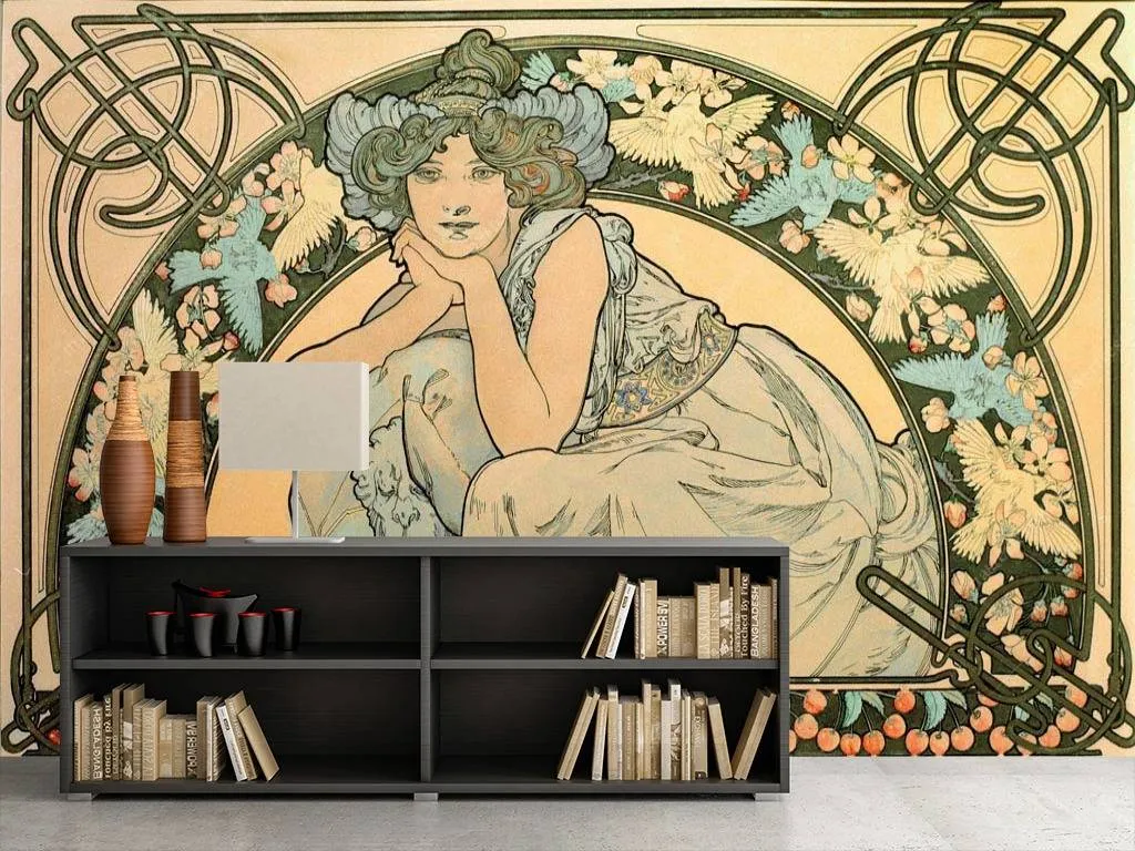 Фотообои в интерьере альфонс мариа муха – цветущее вишневое дерево- на обложке календаря  8-169 фото