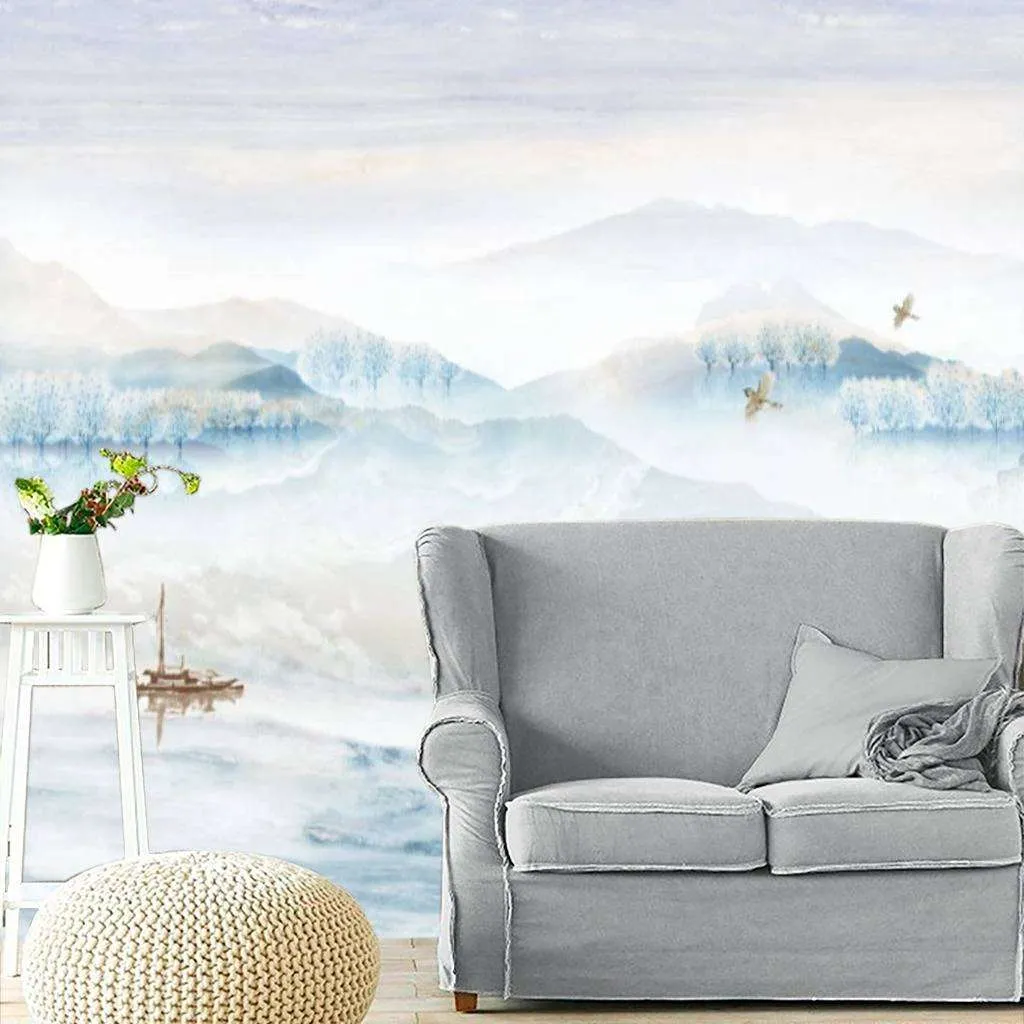 Фотообои в интерьере туман на озере  15-670 фото