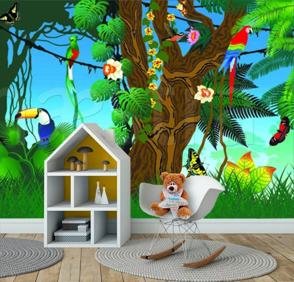 Фотообои Сказочный лес с попугаями  12-103