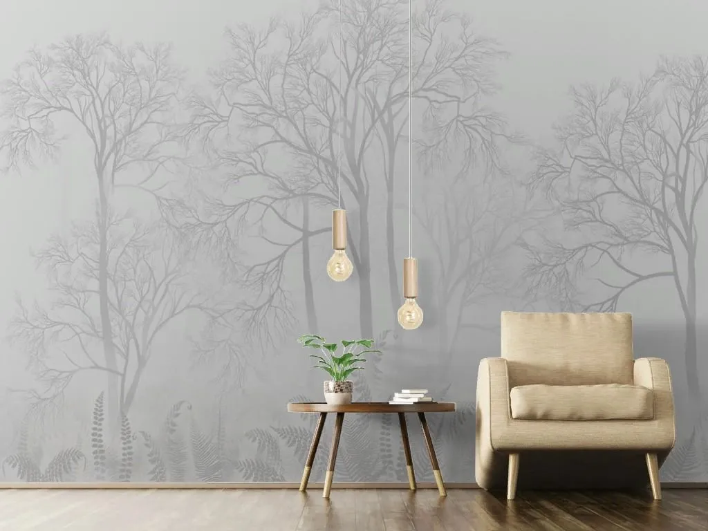 Фотообои в интерьере лес прозрачный  13-706 фото