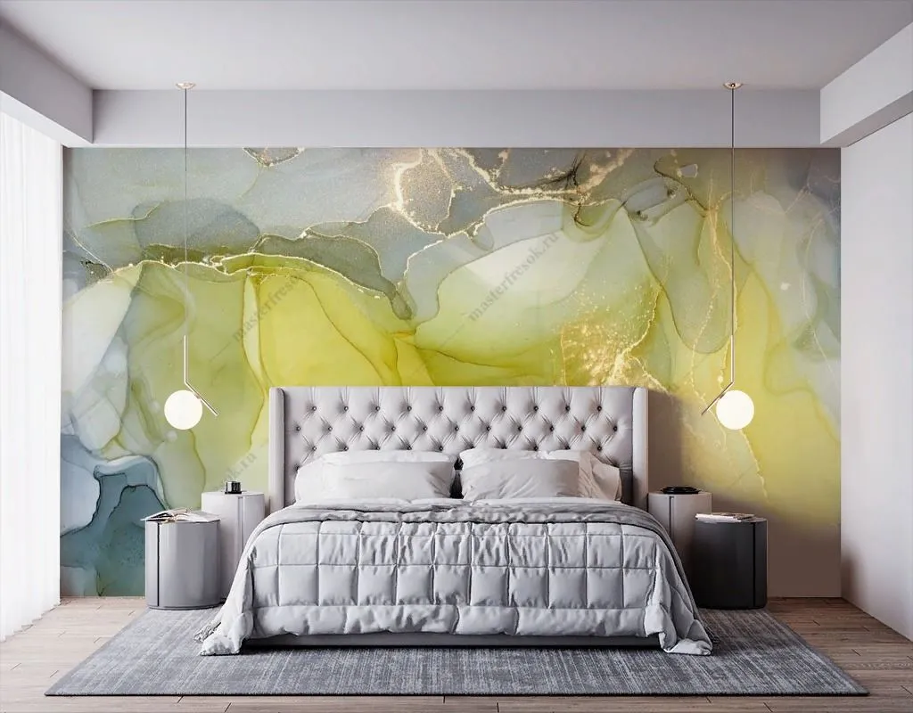 Фотообои Сине-желтый флюид  9-1335