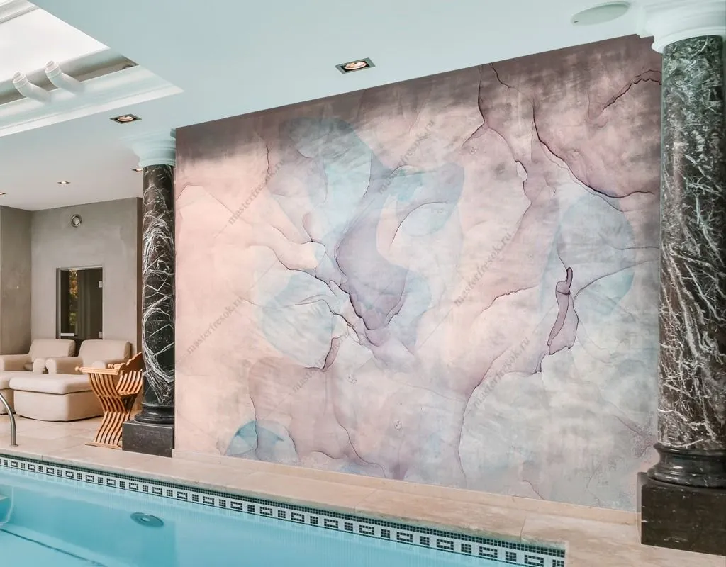 Фотообои в интерьере розовая акварель флюид  9-1500 фото