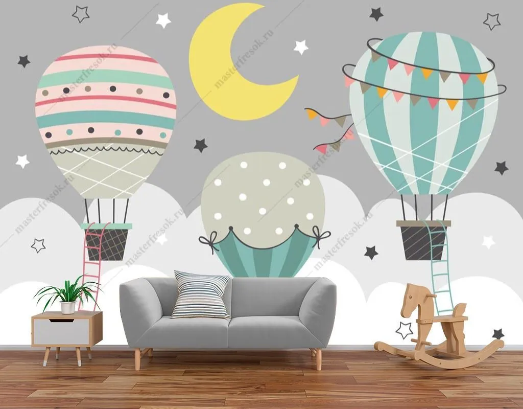 Фотообои Воздушные шары и луна  14-372