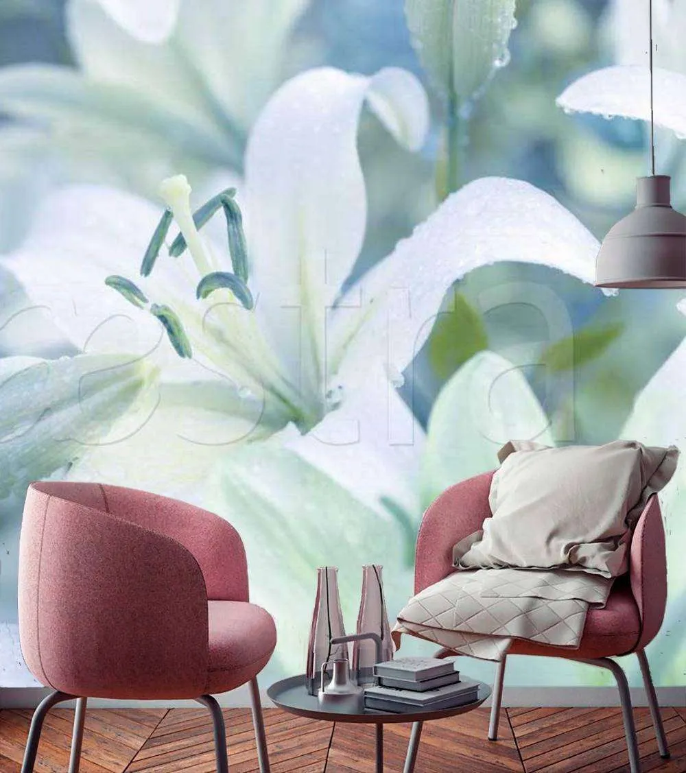 Фотообои Лилии с голубым отливом  10-357