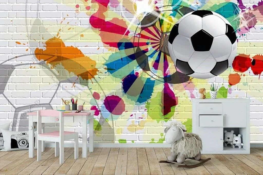 Фотообои в интерьере красочный футбол  14-345 фото