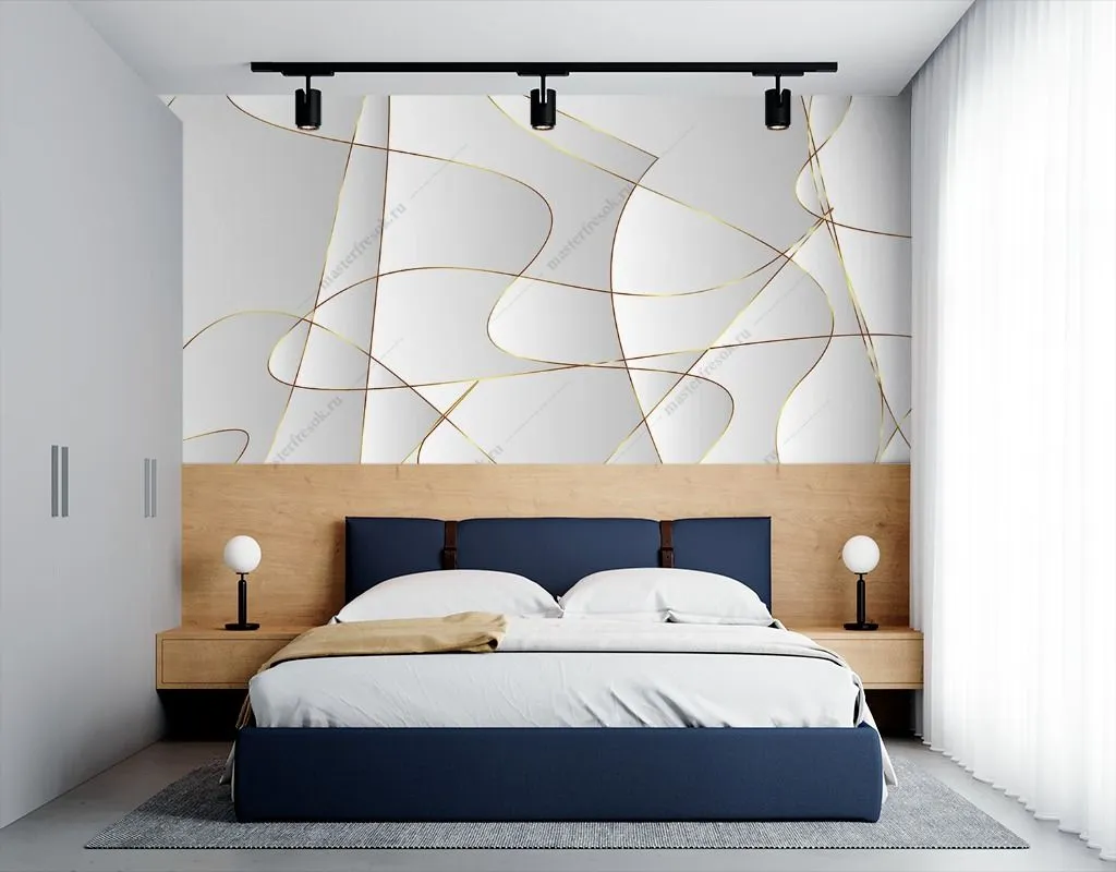 Фотообои в интерьере абстрактный золотой узор  9-1489 фото