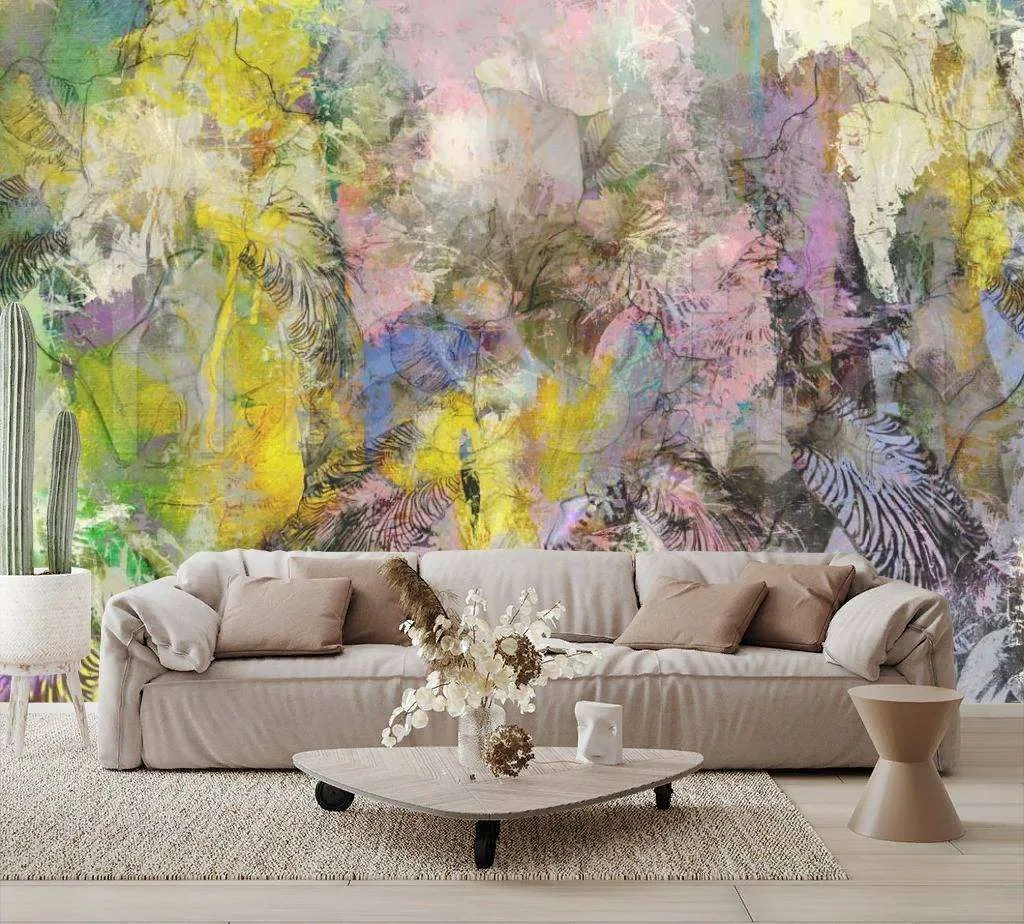 Фотообои в интерьере абстракция цветочная  7-697 фото