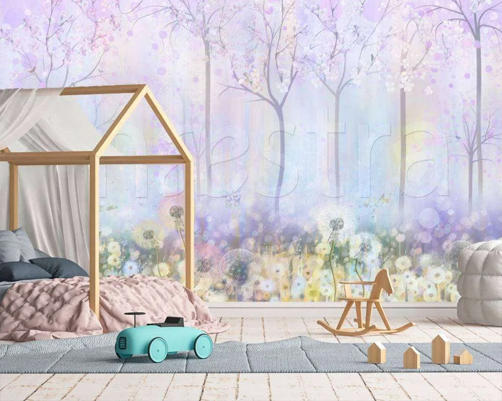 Фотообои Сказочный лес с одуванчиками  7-436