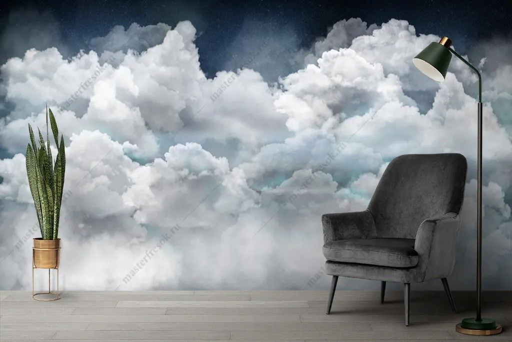 Фотообои в интерьере пасмурное небо  9-1671 фото