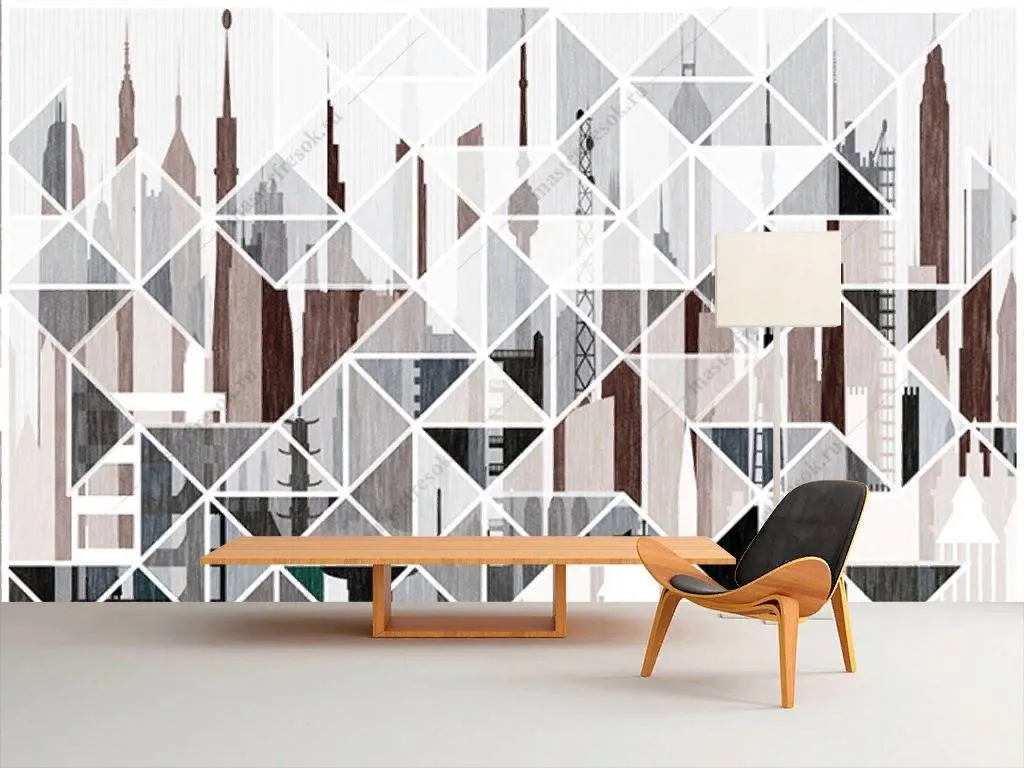 Фотообои в интерьере геометрическая композиция  15-837 фото
