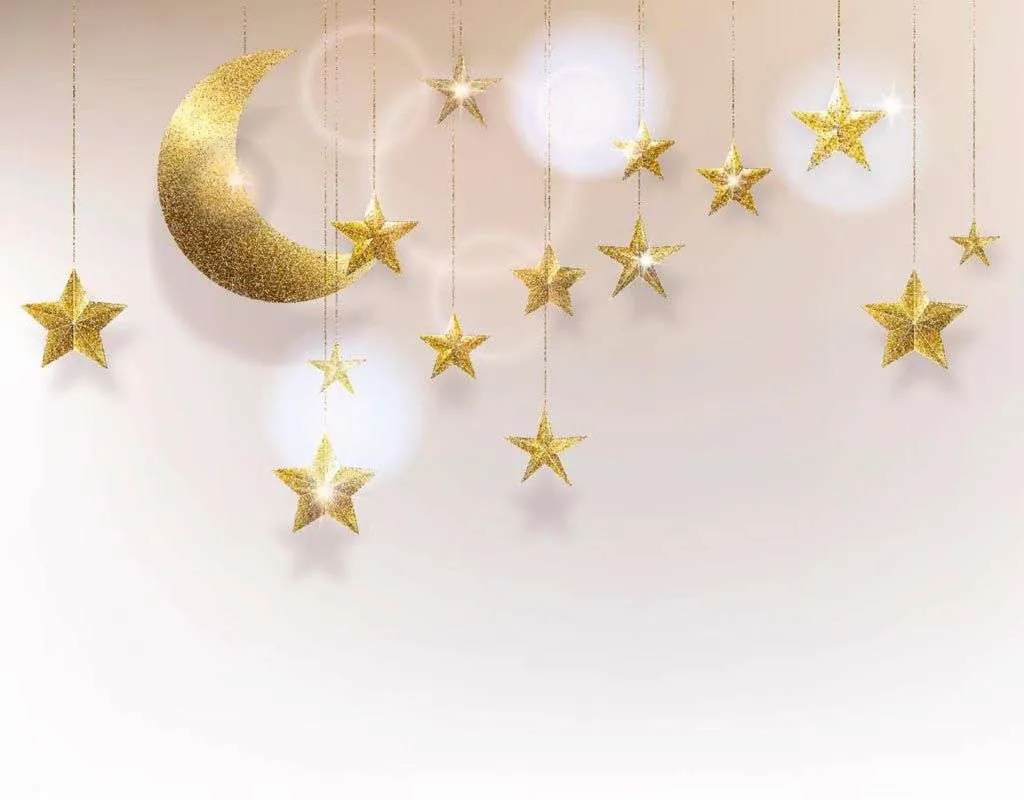 Фотообои в интерьере золотые звезды и месяц  14-213 фото