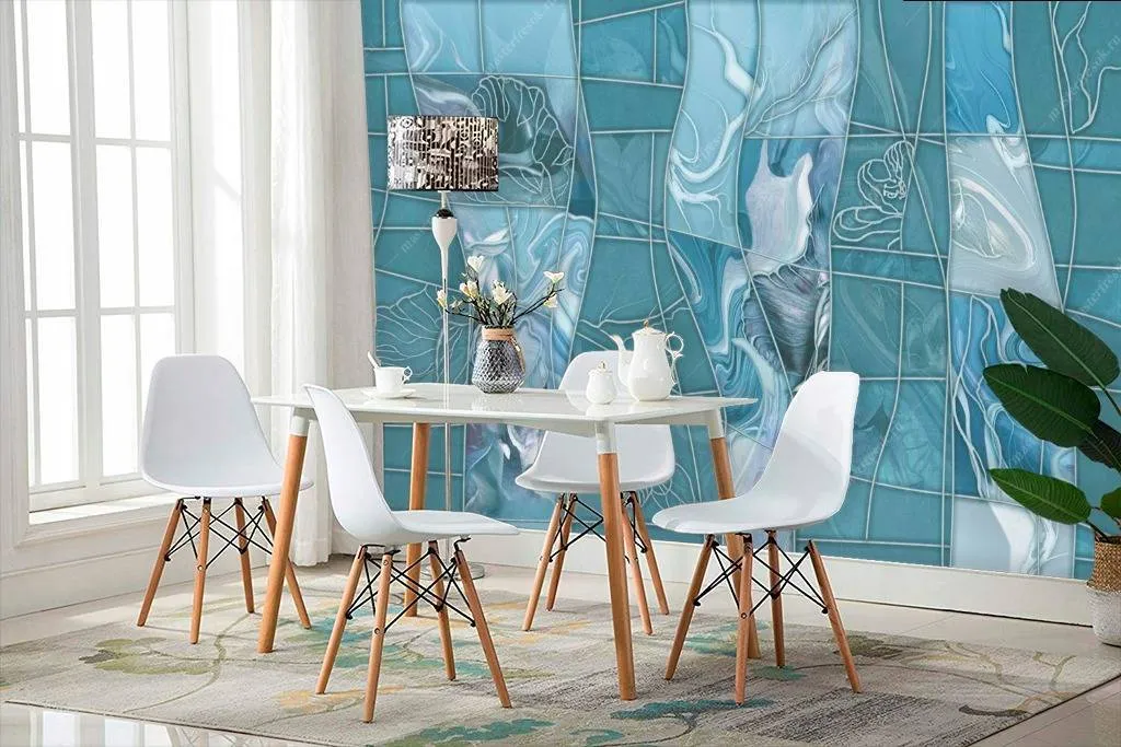 Фотообои в интерьере мятная абстракция  13-107 фото