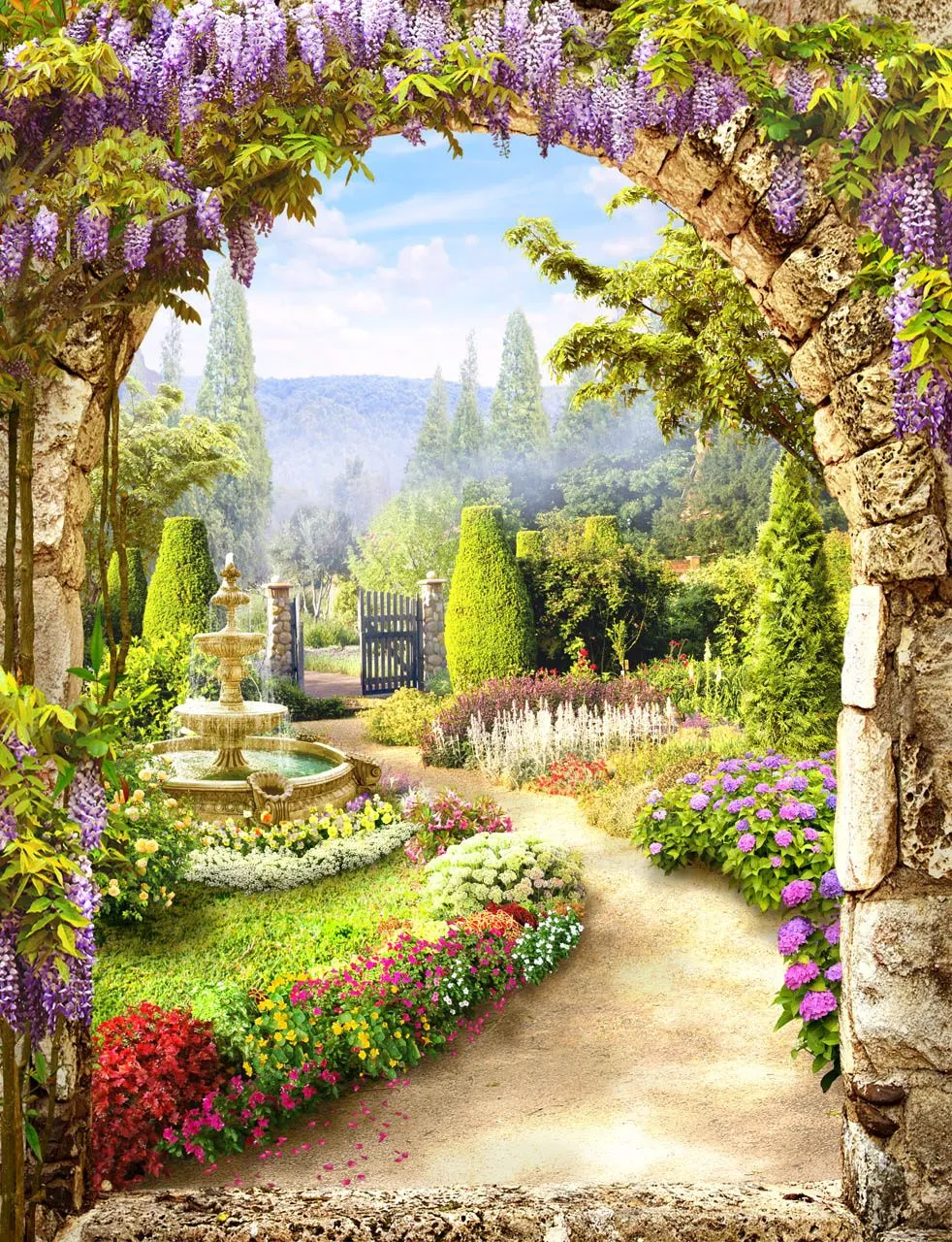 Фотообои в интерьере арка в саду  19-0131 фото