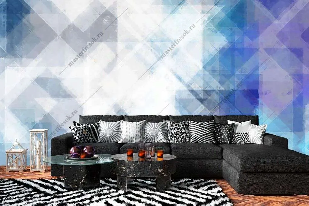 Фотообои в интерьере абстрактные треугольники  10-946 фото