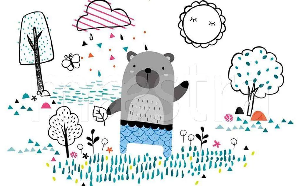 Фотообои в интерьере виннипух на лужайке  15-184 фото